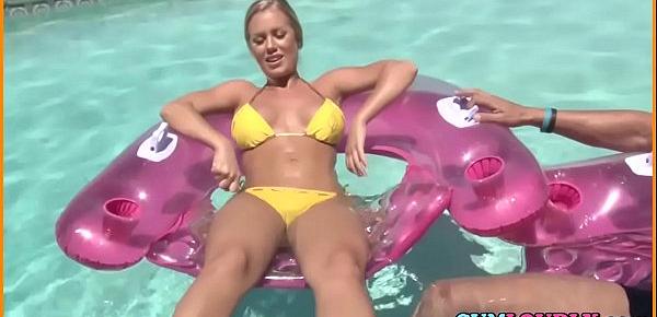  Blonde Gets Naughty In A Pool